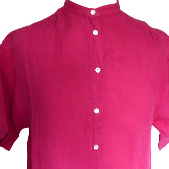 Hartford 100% Linen Richa Dress Fushia Pink Maxi Button Down Shirt Dress Size S - Picture 7 of 13